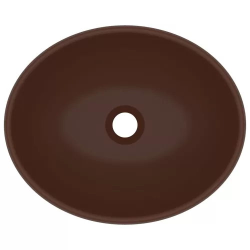  ovális matt sötétbarna kerámia luxus mosdókagyló 40 x 33 cm