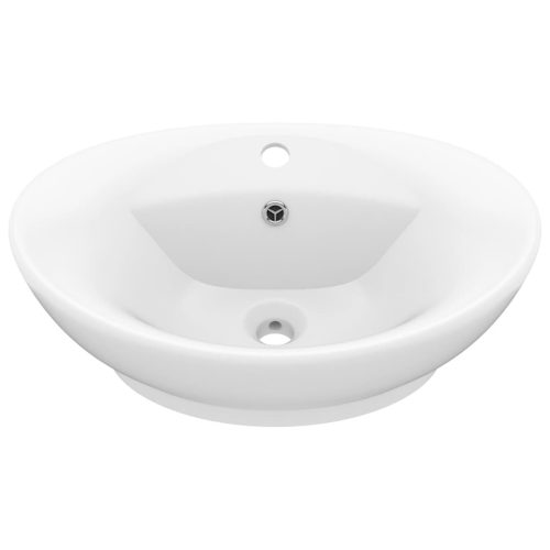  ovális matt fehér kerámia mosdókagyló túlfolyóval 58,5 x 39 cm