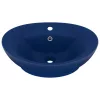  ovális matt sötétkék kerámia mosdó túlfolyóval 58,5 x 39 cm