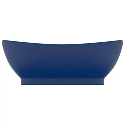  ovális matt sötétkék kerámia mosdó túlfolyóval 58,5 x 39 cm