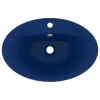  ovális matt sötétkék kerámia mosdó túlfolyóval 58,5 x 39 cm