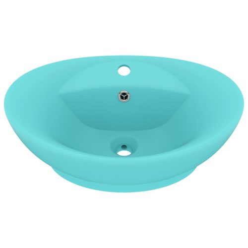  ovális matt világoszöld kerámia mosdó túlfolyóval 58,5 x 39 cm