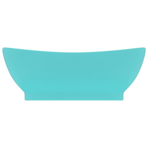  ovális matt világoszöld kerámia mosdó túlfolyóval 58,5 x 39 cm