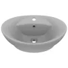  ovális matt világosszürke kerámia mosdó túlfolyóval 58,5 x 39 cm