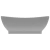  ovális matt világosszürke kerámia mosdó túlfolyóval 58,5 x 39 cm