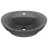  ovális matt sötétszürke kerámia mosdó túlfolyóval 58,5 x 39 cm 