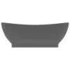  ovális matt sötétszürke kerámia mosdó túlfolyóval 58,5 x 39 cm 