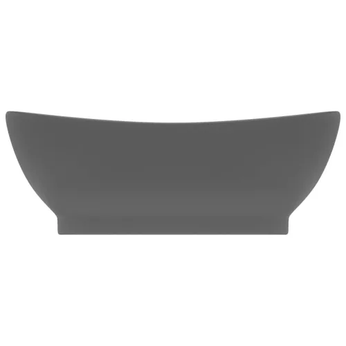  ovális matt sötétszürke kerámia mosdó túlfolyóval 58,5 x 39 cm 