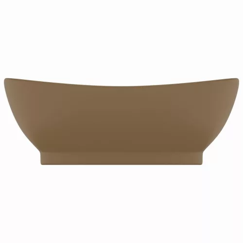  ovális matt krémszínű kerámia mosdókagyló túlfolyóval 58,5x39cm