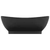  ovális matt fekete kerámia mosdókagyló túlfolyóval 58,5 x 39 cm