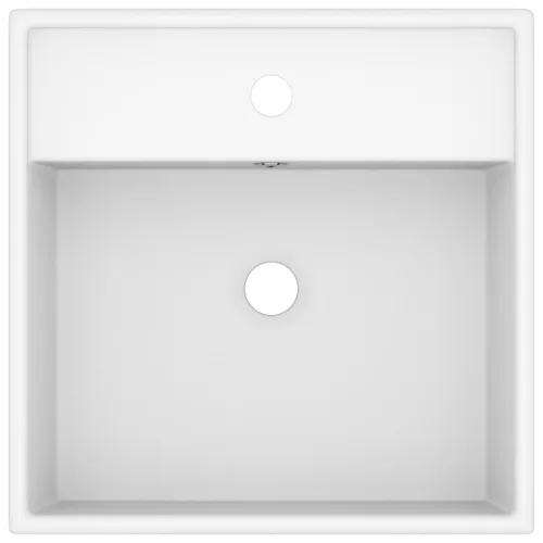 négyszög alakú matt fehér kerámia mosdókagyló túlfolyóval 41 x 41 cm