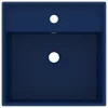  négyszög alakú matt sötétkék kerámia mosdókagyló túlfolyóval 41 x 41 cm