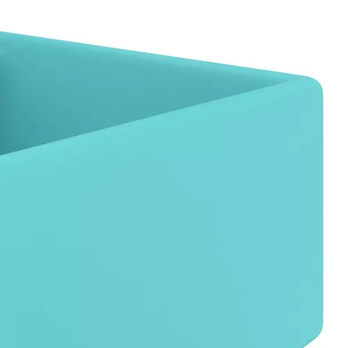  négyszög alakú matt világoszöld kerámia mosdókagyló túlfolyóval 41 x 41 cm