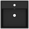  négyszög alakú matt fekete kerámia mosdókagyló túlfolyóval 41 x 41 cm