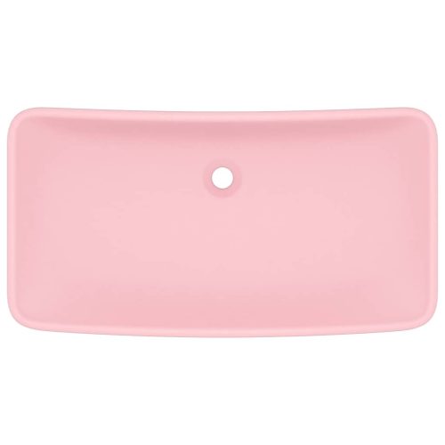  négyszögletes matt rózsaszín kerámia luxus mosdókagyló 71 x 38 cm