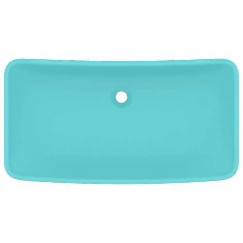  négyszögletes matt világoszöld kerámia luxus mosdókagyló 71 x 38 cm