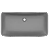  négyszögletes matt sötétszürke kerámia luxus mosdókagyló 71 x 38 cm
