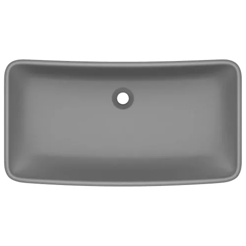  négyszögletes matt sötétszürke kerámia luxus mosdókagyló 71 x 38 cm