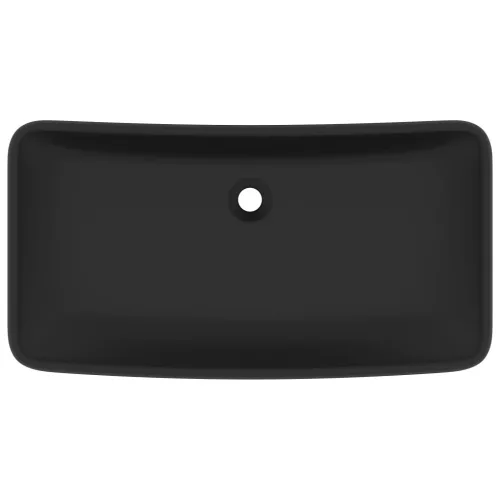  négyszögletes matt fekete kerámia luxus mosdókagyló 71 x 38 cm
