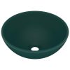  kerek matt sötétzöld kerámia luxus mosdókagyló 32,5 x 14 cm
