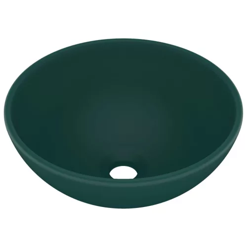  kerek matt sötétzöld kerámia luxus mosdókagyló 32,5 x 14 cm