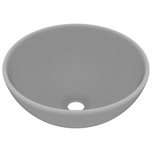  kerek matt világosszürke kerámia luxus mosdókagyló 32,5 x 14 cm