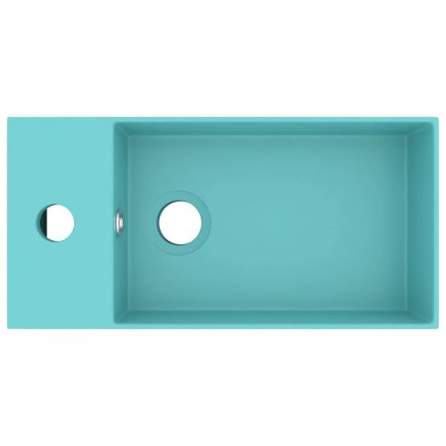  világoszöld kerámia mosdókagyló túlfolyóval