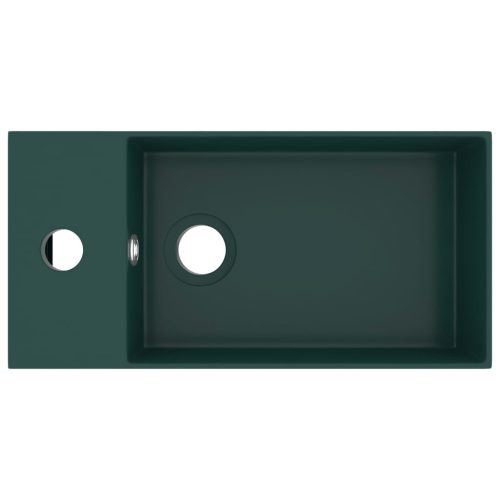  sötétzöld kerámia mosdókagyló túlfolyóval