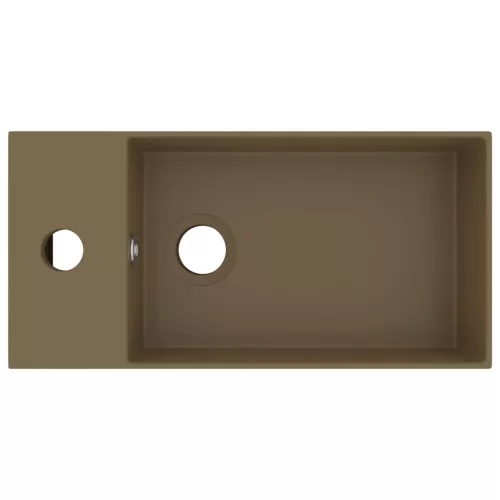  matt krémszínű kerámia mosdókagyló túlfolyóval