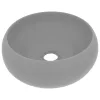  kerek matt világosszürke kerámia luxus mosdókagyló 40 x 15 cm
