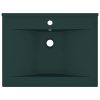 matt sötétzöld kerámia luxus mosdókagyló csapfurattal 60x46 cm