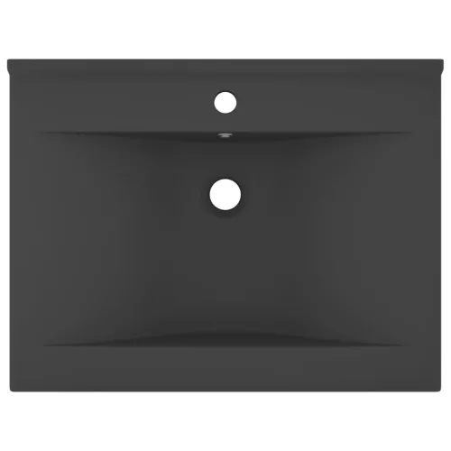  matt sötétszürke kerámia luxus mosdó csaptelepfurattal 60x46 cm
