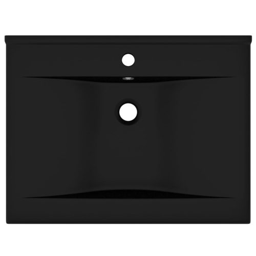  matt fekete kerámia luxus mosdókagyló csapfurattal 60x46 cm