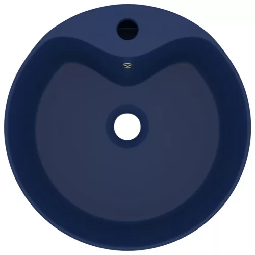  matt sötétkék luxus kerámia mosdókagyló túlfolyóval 36x13  cm