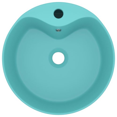  matt világoszöld luxus kerámia mosdókagyló túlfolyóval 36x13  cm