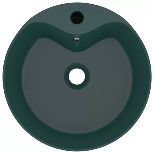  matt sötétzöld luxus kerámia mosdókagyló túlfolyóval 36x13  cm