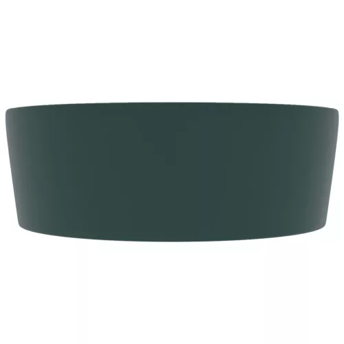  matt sötétzöld luxus kerámia mosdókagyló túlfolyóval 36x13  cm