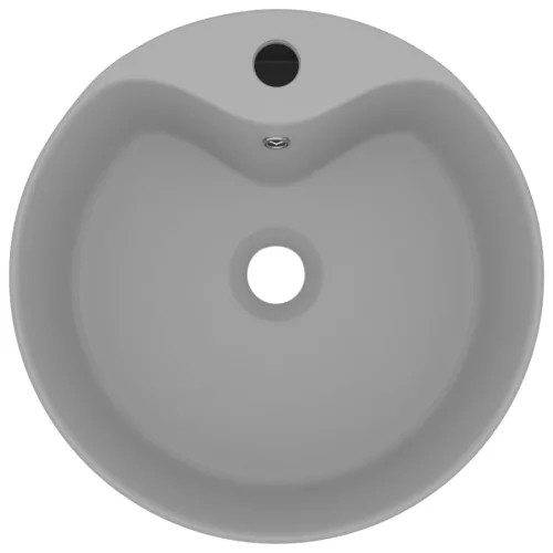  matt világosszürke luxus kerámia mosdókagyló túlfolyóval 36x13 cm