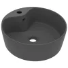  matt sötétszürke luxus kerámia mosdókagyló túlfolyóval 36x13 cm