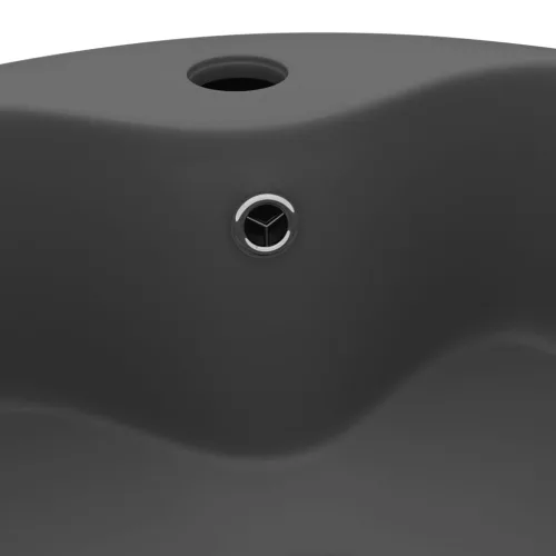  matt sötétszürke luxus kerámia mosdókagyló túlfolyóval 36x13 cm