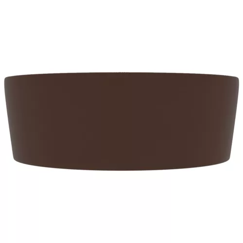  matt sötétbarna luxus kerámia mosdókagyló túlfolyóval 36x13 cm