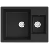  fekete gránit 2 medencés konyhai mosogató túlfolyóval