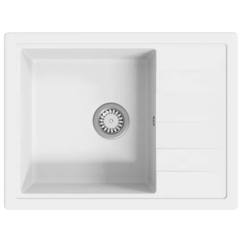  fehér gránit ovális konyhai mosogatótálca túlfolyóval