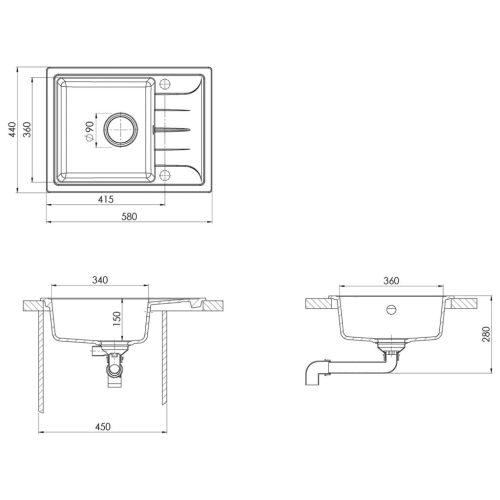  fehér gránit ovális konyhai mosogatótálca túlfolyóval