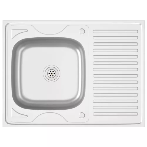  ezüst rozsdamentes acél lefolyós konyhamosogató 800x600x155 mm