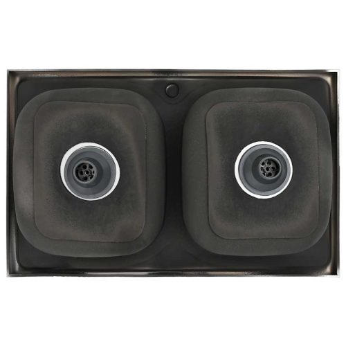  ezüst rozsdamentes acél dupla konyhamosogató 800 x 500 x 155 mm