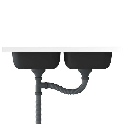  ezüst rozsdamentes acél dupla konyhamosogató 800 x 600 x 155 mm