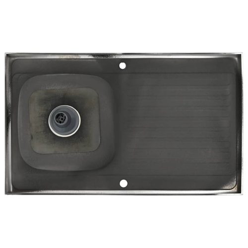  ezüst rozsdamentes acél lefolyós konyhamosogató 1000x600x155 mm