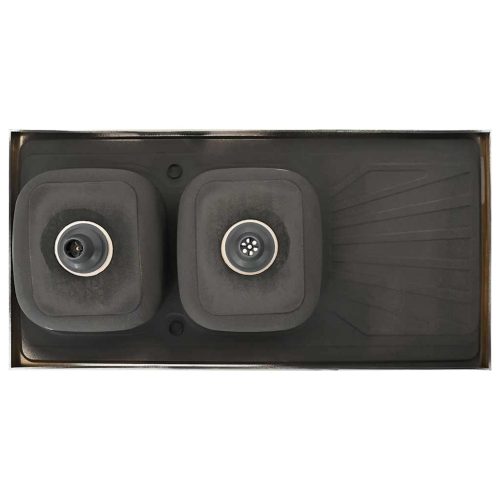  ezüst rozsdamentes acél dupla konyhamosogató 1200x600x155 mm