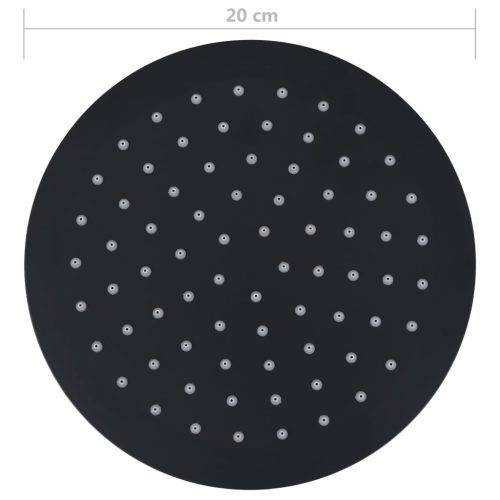  fekete kerek rozsdamentes acél esőztető zuhanyfej 20 cm 